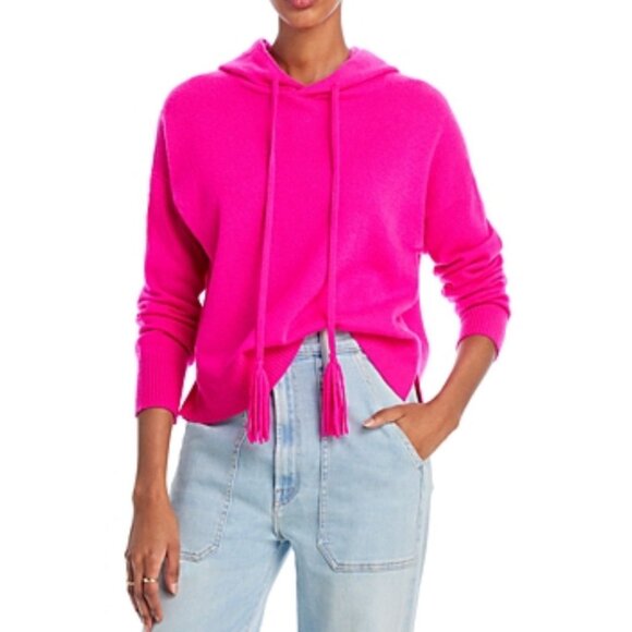 Aqua Tops - Aqua Cashmere Hot Pink Hoodie Sweater Size M Soft Pullover Long Sleeve Cozy